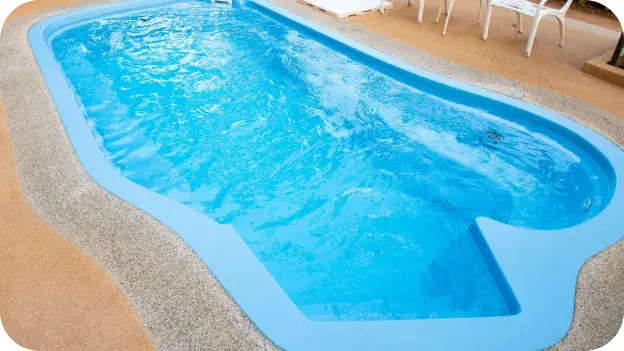 Close-up of a smooth blue pool interior finish.